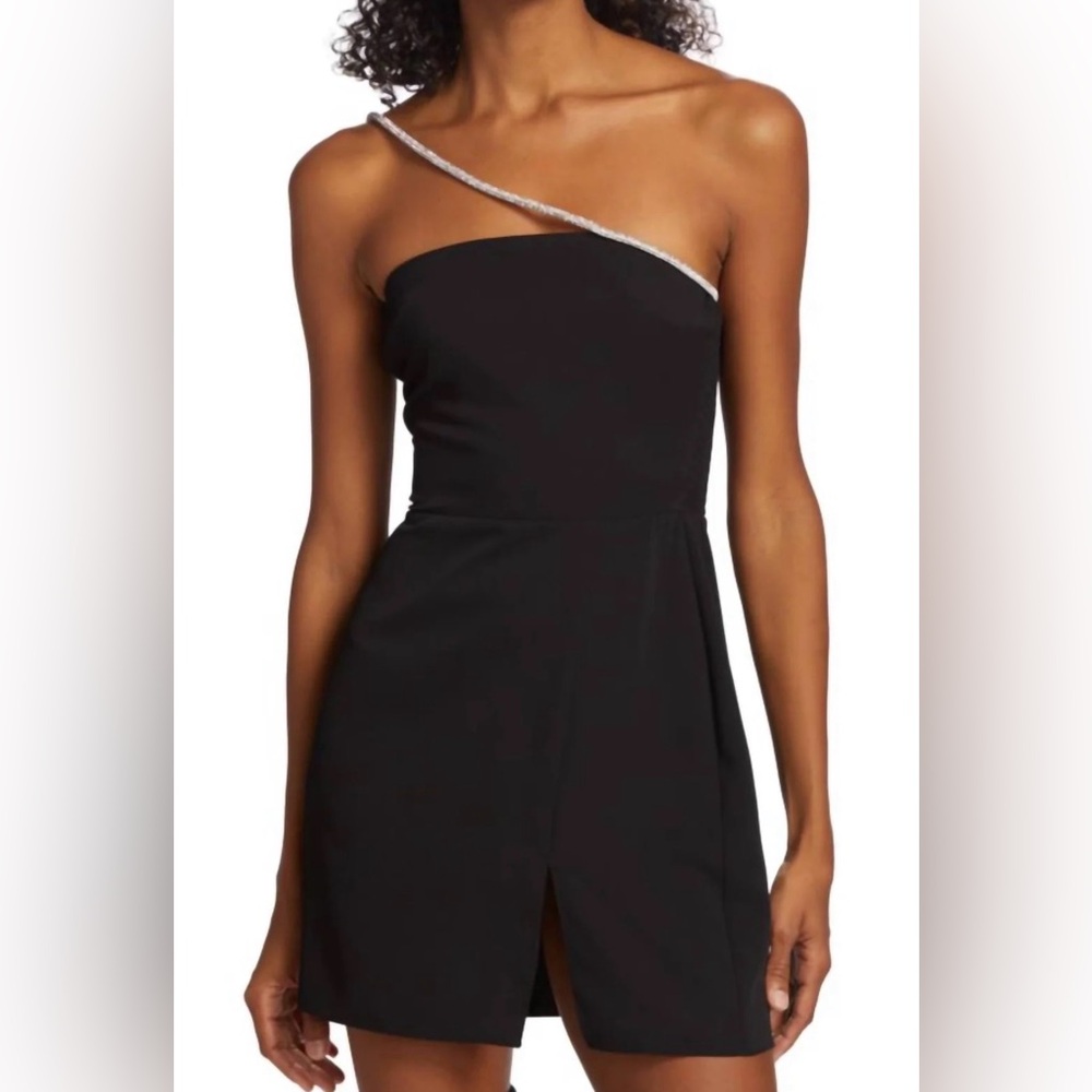 Amanda Uprichard Black One-Shoulder Mini Dress